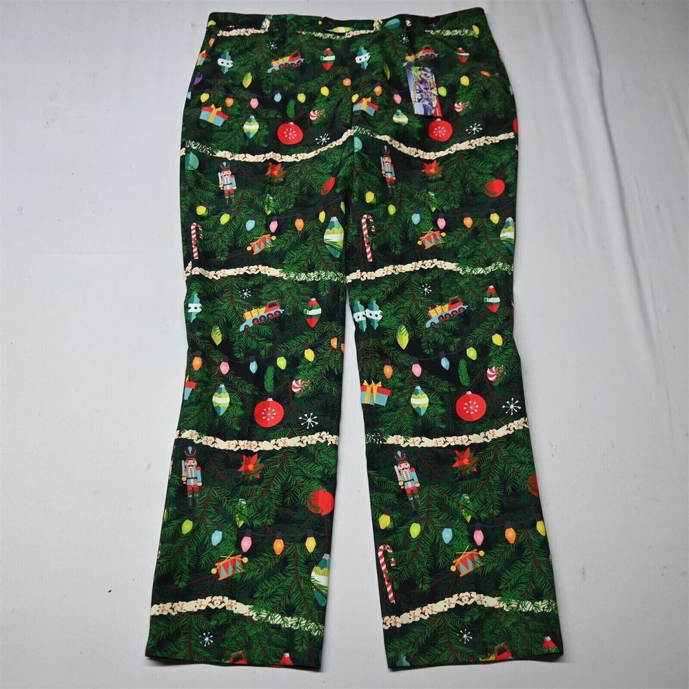 NEW Shinesty 44x36 Green Christmas Tree Ornament‎ Lights X-Mas Mens Pants